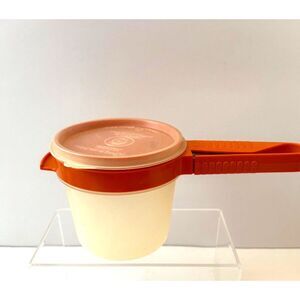 Vintage Orange TUPPERWARE Flour & Sugar Sifter Sift It w/ Attaching Bowl
